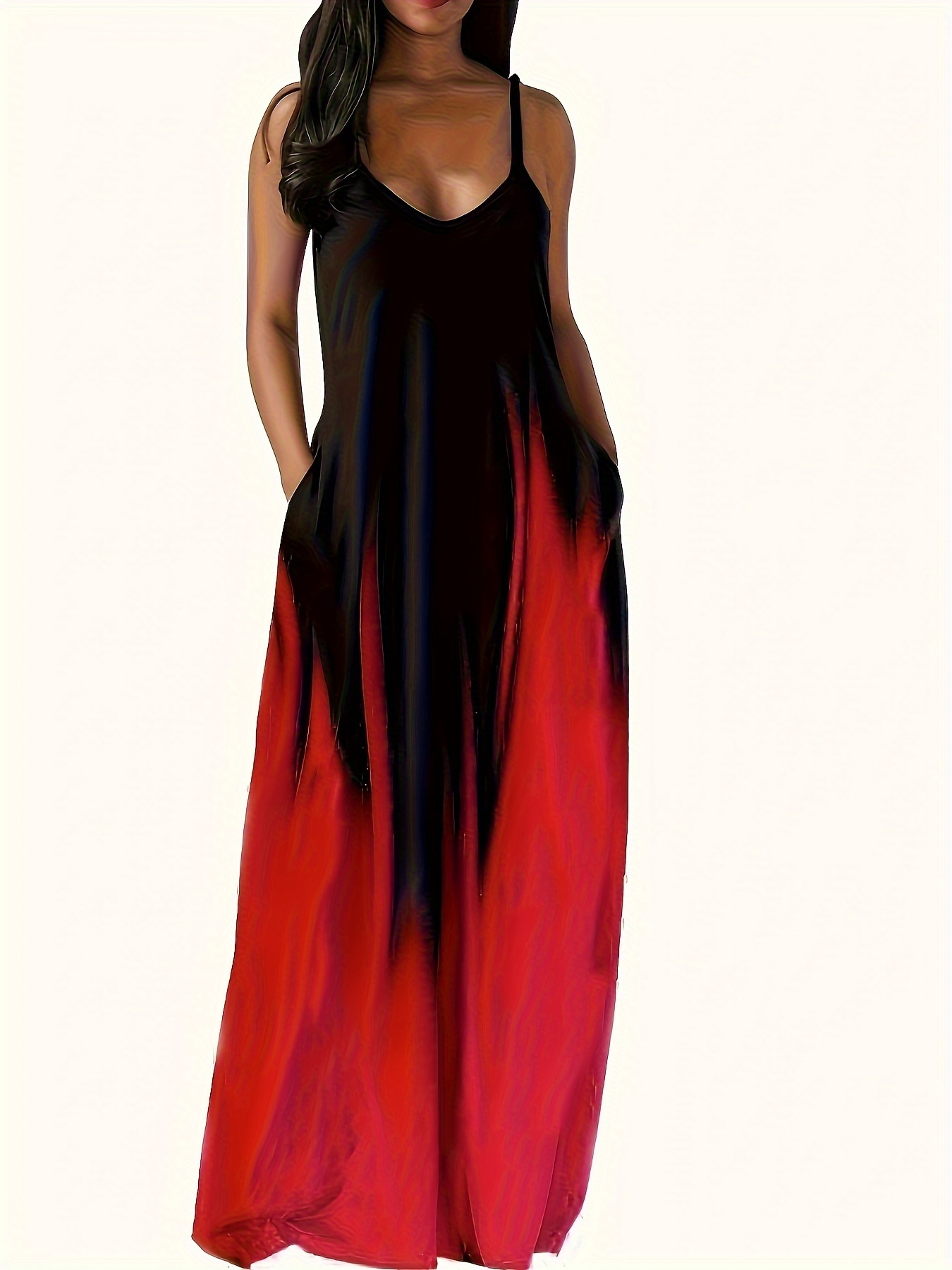 red and black tie dye dress Noxielle Tie Dye Halter Neck Racer Maxi Dress – Disturbia main image 0