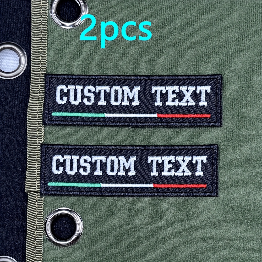 TEMU Custom 2pcs Italian Tactical Embroidered Badge, With Backing And Self-adhesive Fleece, Suitable For Backpack Decoration And Tactical Vests