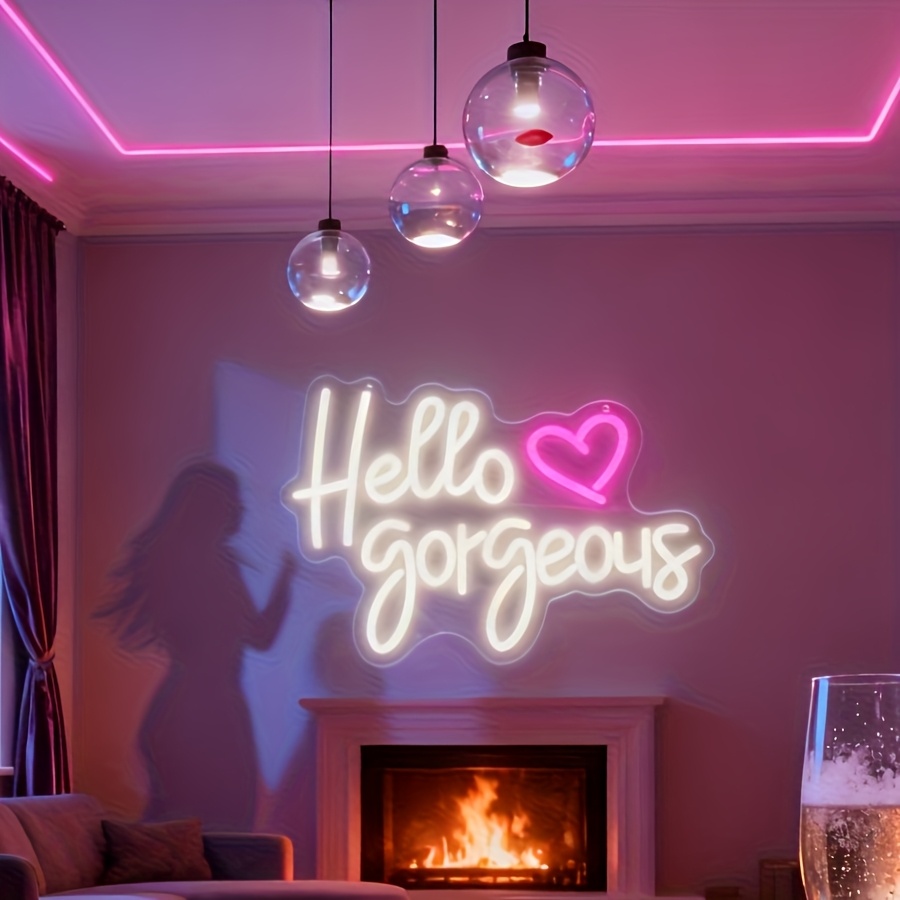 TEMU 1 "" Led Neon Sign With Heart Embellishments - Usb-powered, Switch-controlled Wall Decoration For An And Bedroom Atmosphere, Ideal Birthday Gift