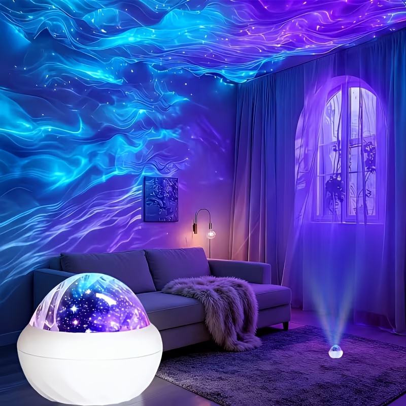 Нова нощна лампа с амбиентна проекция Aurora, многоцветен LED проектор с дистанционно управление, 7 динамични цветови режима, подходяща за таван/стена/работен плот, декорация за спалня, подарък за рожден ден, USB Plug-and-Play