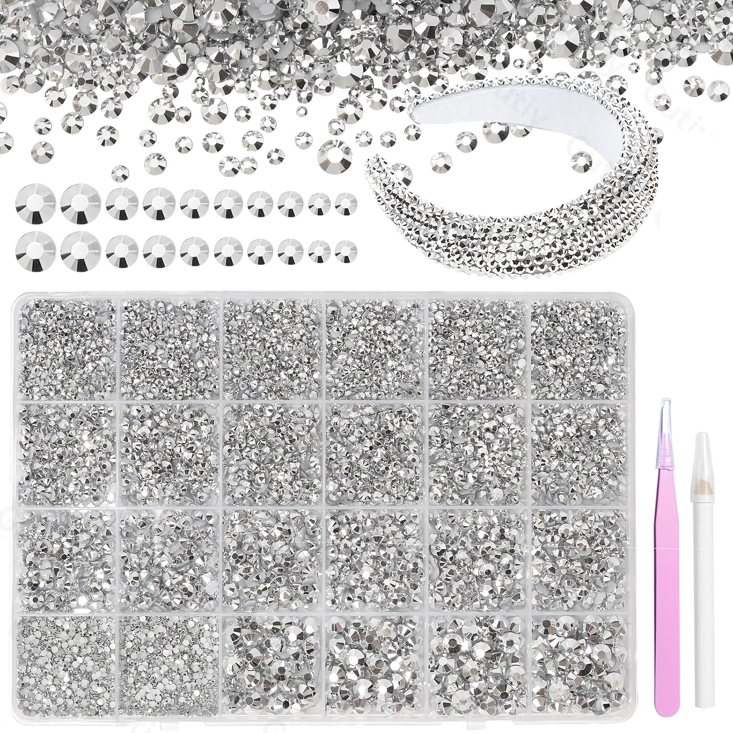 TEMU 21000pz Strass per Kit Bedazzling, Miscele di Dimensioni in Resina Gelatina Bedazzling, Bedazzling per Creazioni , Strass in Resina con Retro