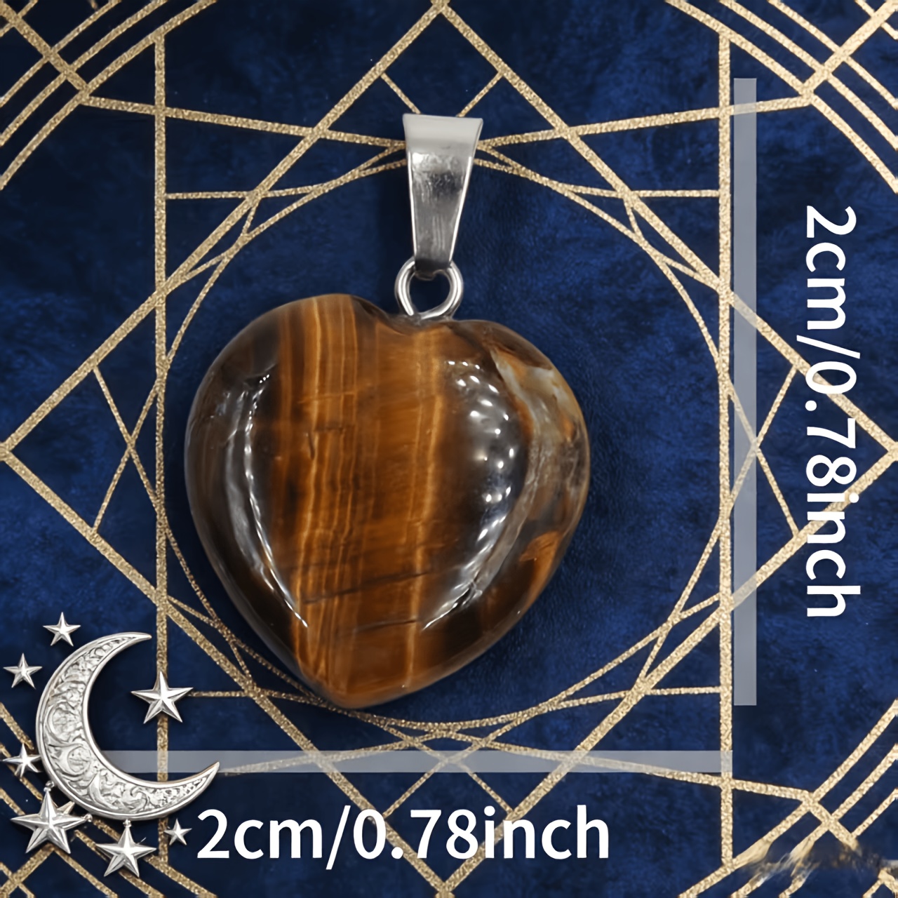 12pcs Set Natural Tiger Stone Heart-Shaped Pendants