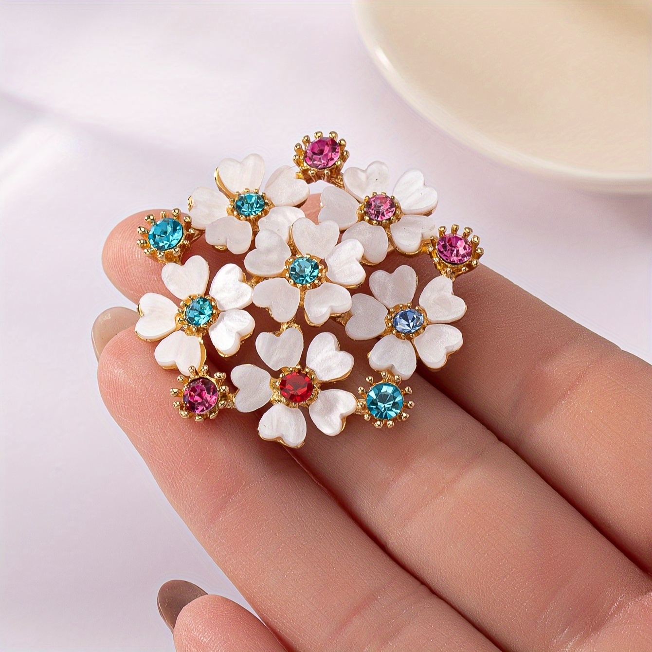 Inlaid Love Heart Shape Rhinestones Brooch Pin Cute Cherry - Temu Canada