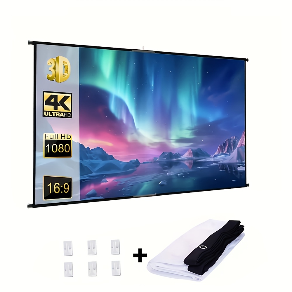 Projekcijsko platno, 100-palčno zunanje projekcijsko platno, pralno in zložljivo - idealno za notranje/zunanje domače kino, kampiranje, pisarn