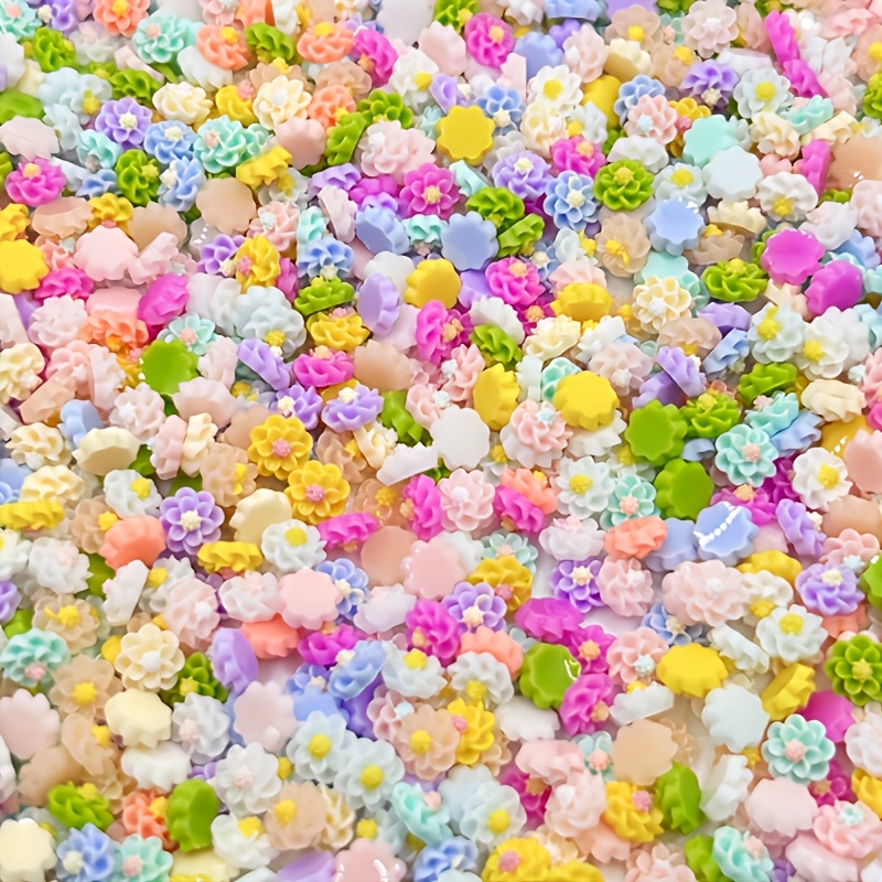 120pcs Mixed Color 3d Mini Flat Back Flower Decoration, Used For Resin Flower Decorations In Crafts, Nail Art, And Wedding Decals