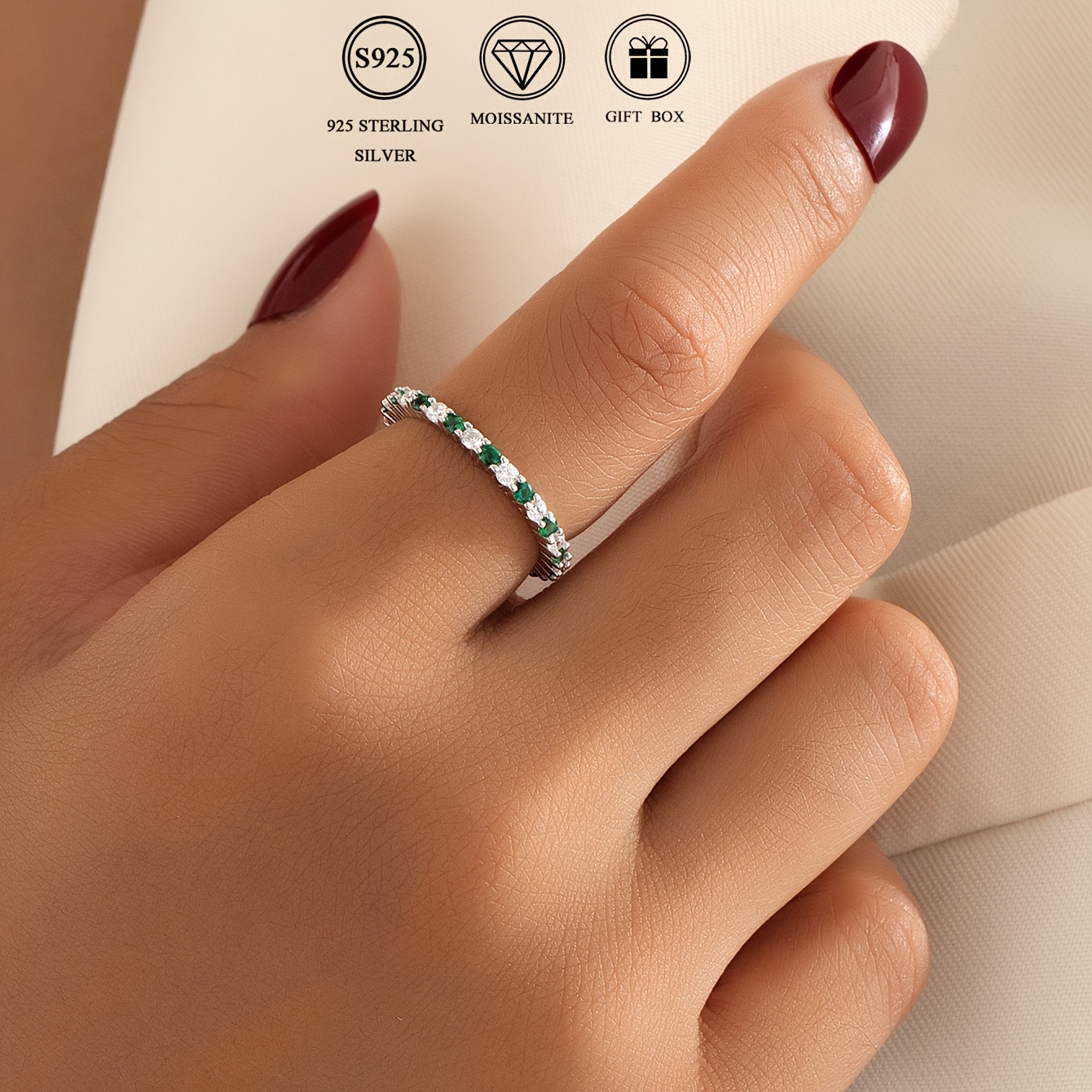 Colorful Moissanite 925 Silver Women's Ring for Everyday Wear