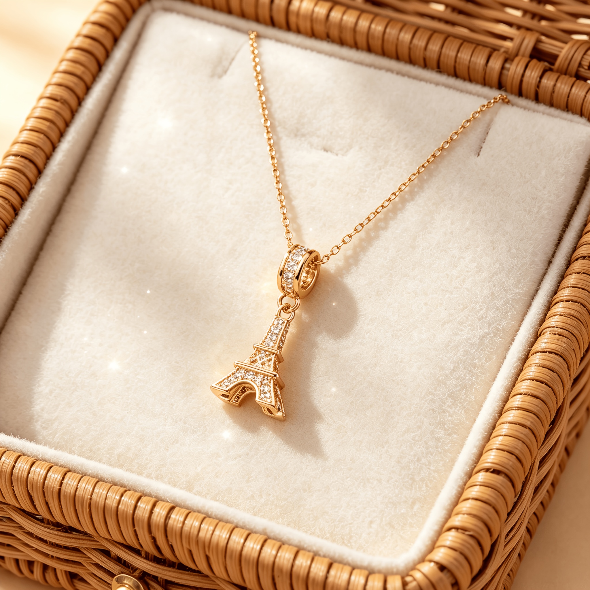 TEMU 1pc Stainless Steel Chain With Zirconia Eiffeltower Pendant Women's Fashion Necklace Jewelry, Hypoallergenic And Fade-resistant Fashion