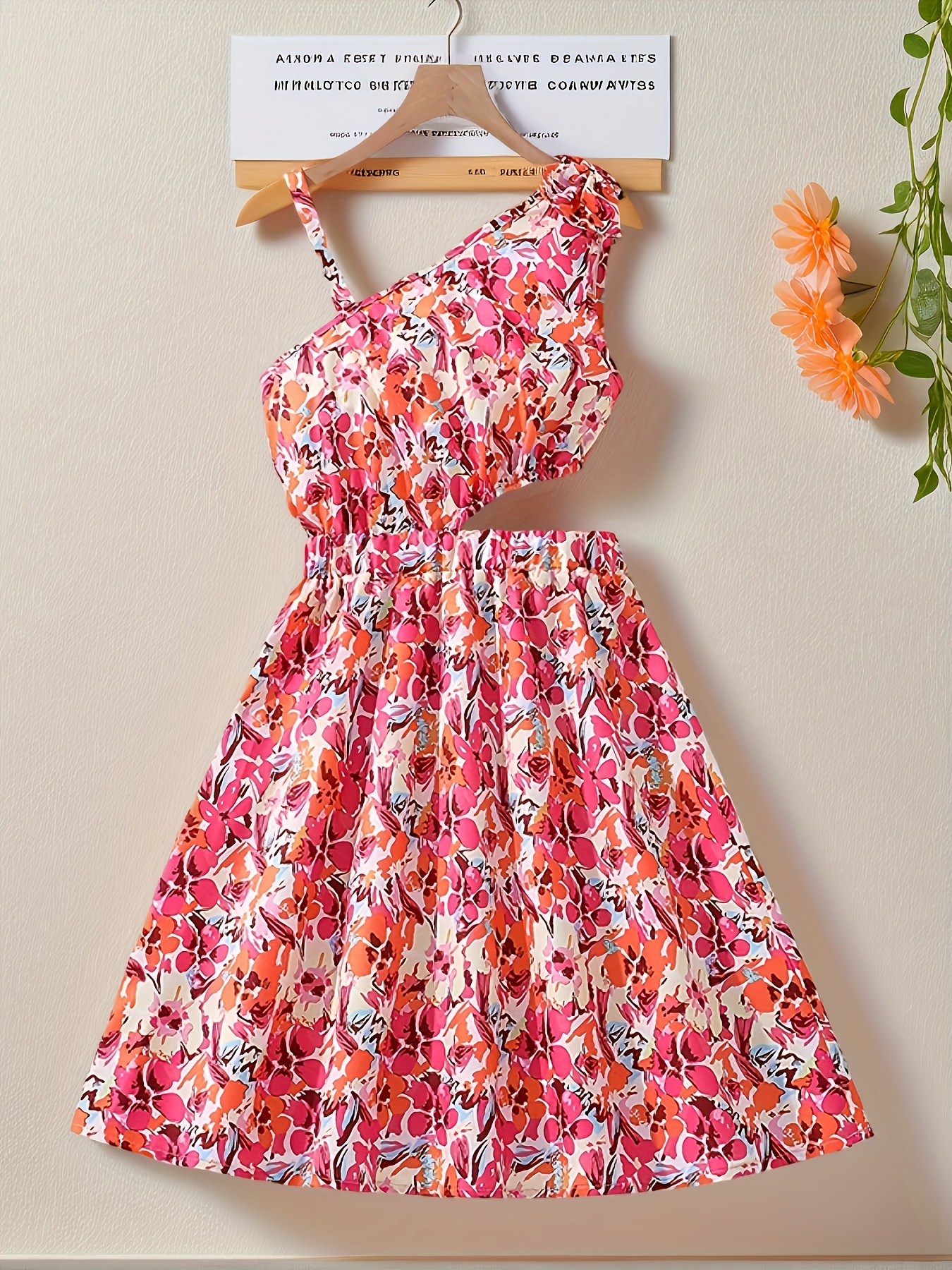 Teen Girl's Summer Floral Dress with Bow Strap & Keyhole Neckline - Short  Sleeve A-Line Dress for Weddings, Parties, Beach Outfits - Lightweight  Spring/Summer Dress for Young (Casual, Non-)