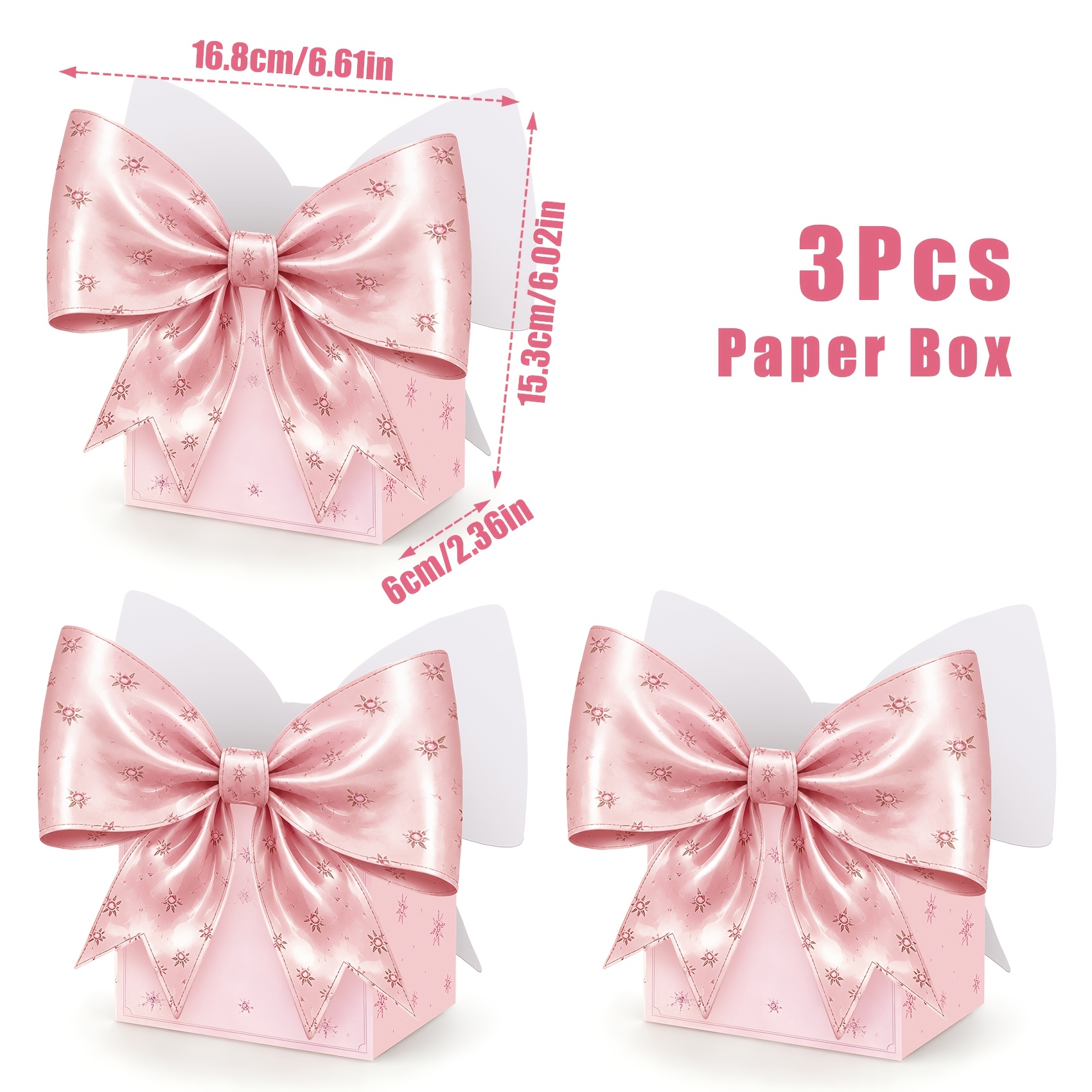 TEMU Gift For Her/him 3pcs Floral Bow Box Set, Table Centerpiece Decoration For Weddings, Birthday Parties, Christenings, And Other Occasions,