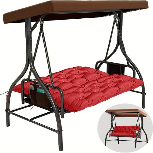 porch swing cushion with backrest waterproof bench cushion for outdoor furniture 2 3 seater replacement thickened swing cushion with ties patio outdoor backyard and garden anti fading waterproof healthy and