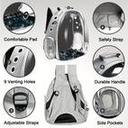 pet backpack with transparent front chest harness heavy duty backpack carrier for rabbits harness system zipper closure ventilation ideal for travel hiking vet ideal for small pets secure buckles cushioned interior clear front panel comfortable stable for outdoor activities suitable for rabbits more