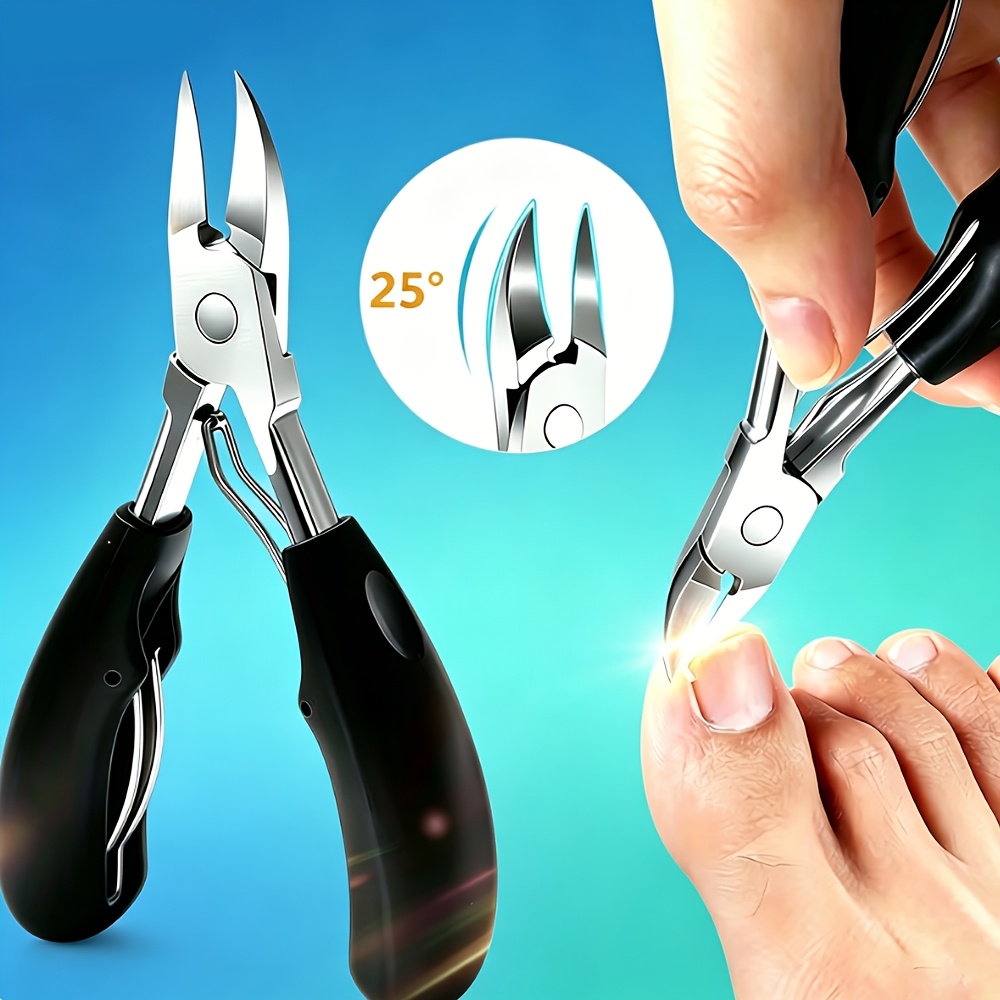 5pcs Men's Heavy-Duty Toenail Clipper Set with Classic Black Handle
