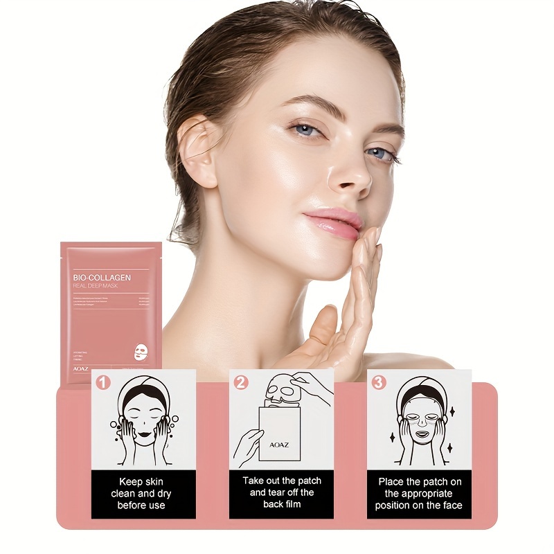 4pcs bio collagen     hydrating firming facial sheet masks with collagen hyaluronic acid nicotinamide moisturizing   for   types 1pc 4pcs 8pcs details 3