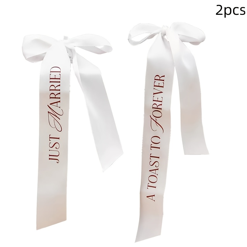 Set Of 2 Wedding Wine Glass Decorative Ribbons For , 'just Married' Glass Decorations For Wedding Parties Christmas, Halloween