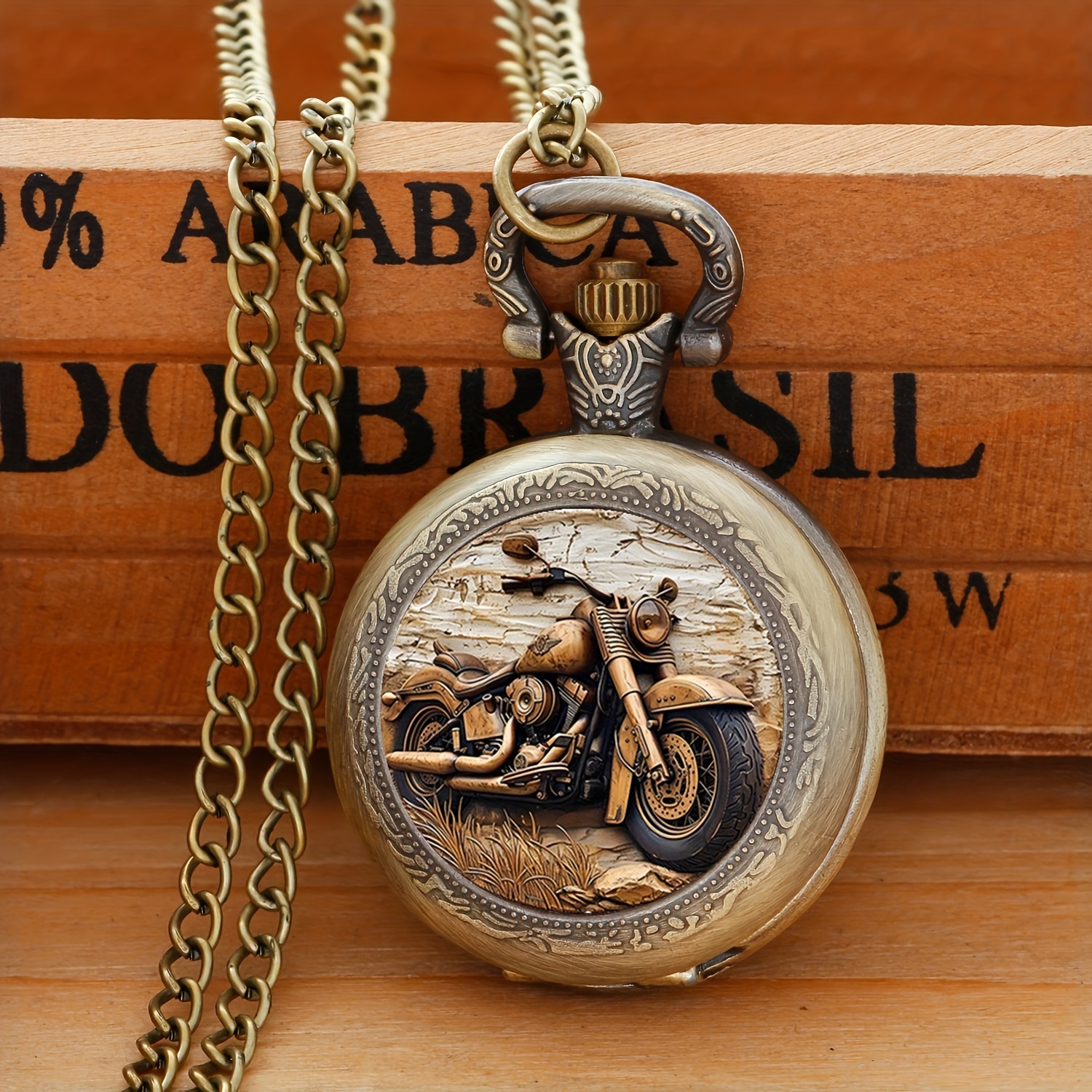 retro motorcycle hip hop motorcycle pocket watch creative necklace clock details 0
