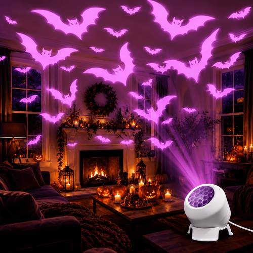 dynamic bat projector light usb powered 360 rotatable projects purple bat wall patterns bedrooms living rooms horror parties halloween decor and birthday gifts