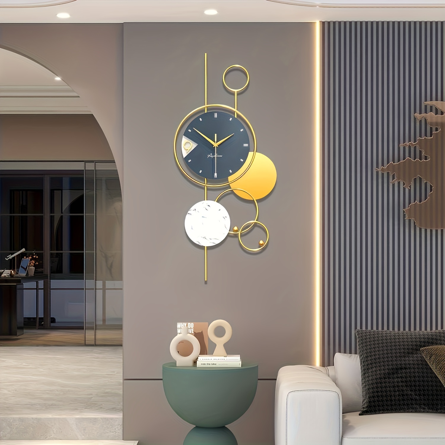Horloge Murale Métal 24 Pouces – Carte Du Monde, Design Moderne Et Silencieuse