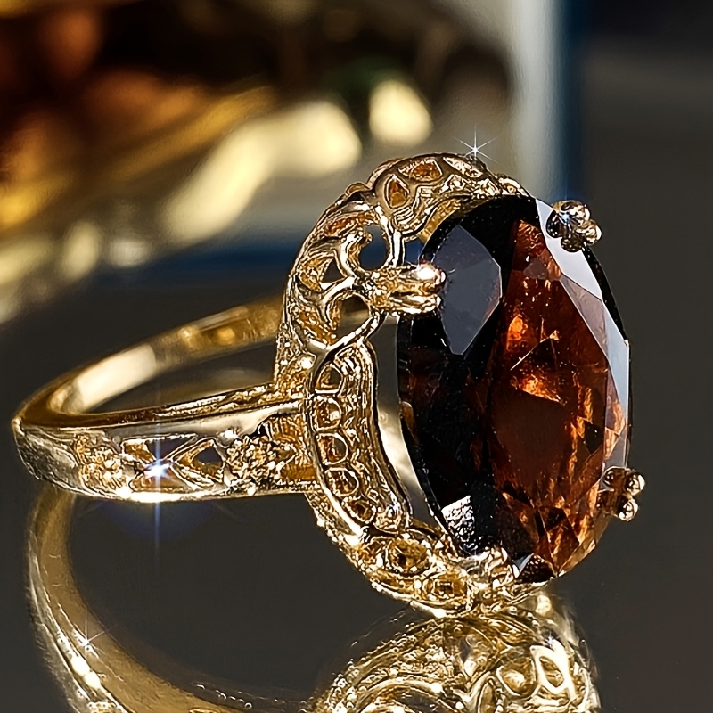 Vintage-inspired Oval Green Synthetic Gemstone Ring - Perfect For Bridal & Party Wear