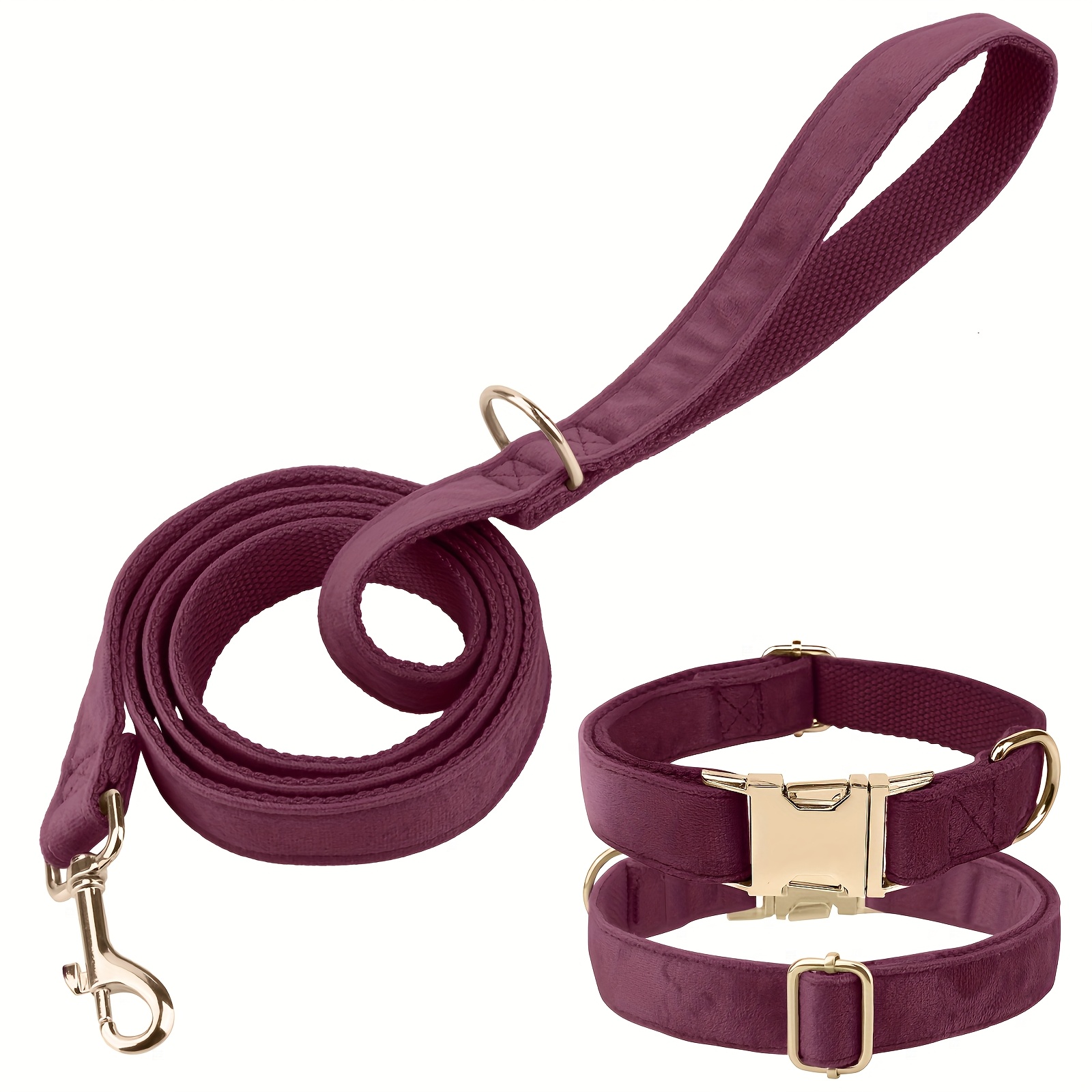 Velvet Dog Collar & Leash Set, Multi-Color Trendy Matching