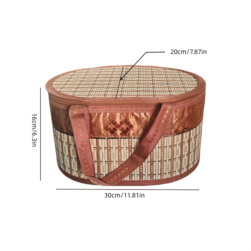 1pc Portable Handheld Bamboo Basket, Foldable Bamboo Woven Storage Basket, Room Decor, Home Decor, Suitable For Gifts, Shelf Baskets