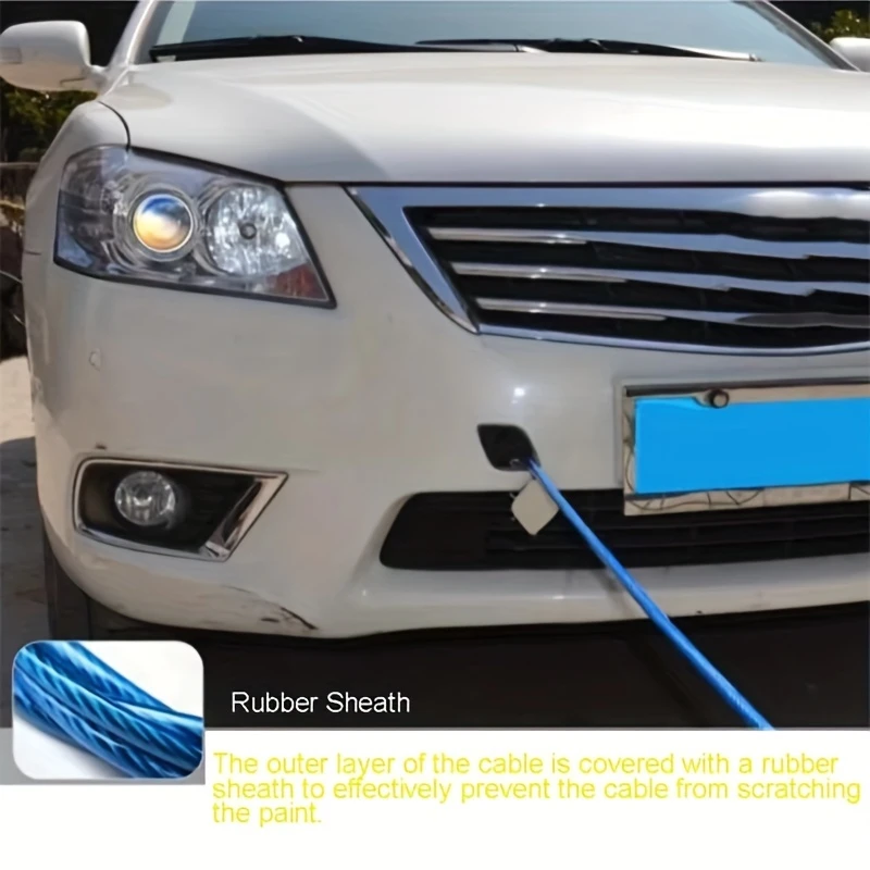 1 roll 5m steel tow rope with hooks heavy duty car recovery cable 122lb breaking strength for towing and winching vehicle external accessories details 0