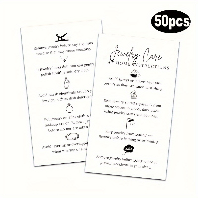 

50pcs/pack Minimalist Ornament Maintenance And Cleaning Cards - Design, Perfect Customer Instructions And Gift Packaging