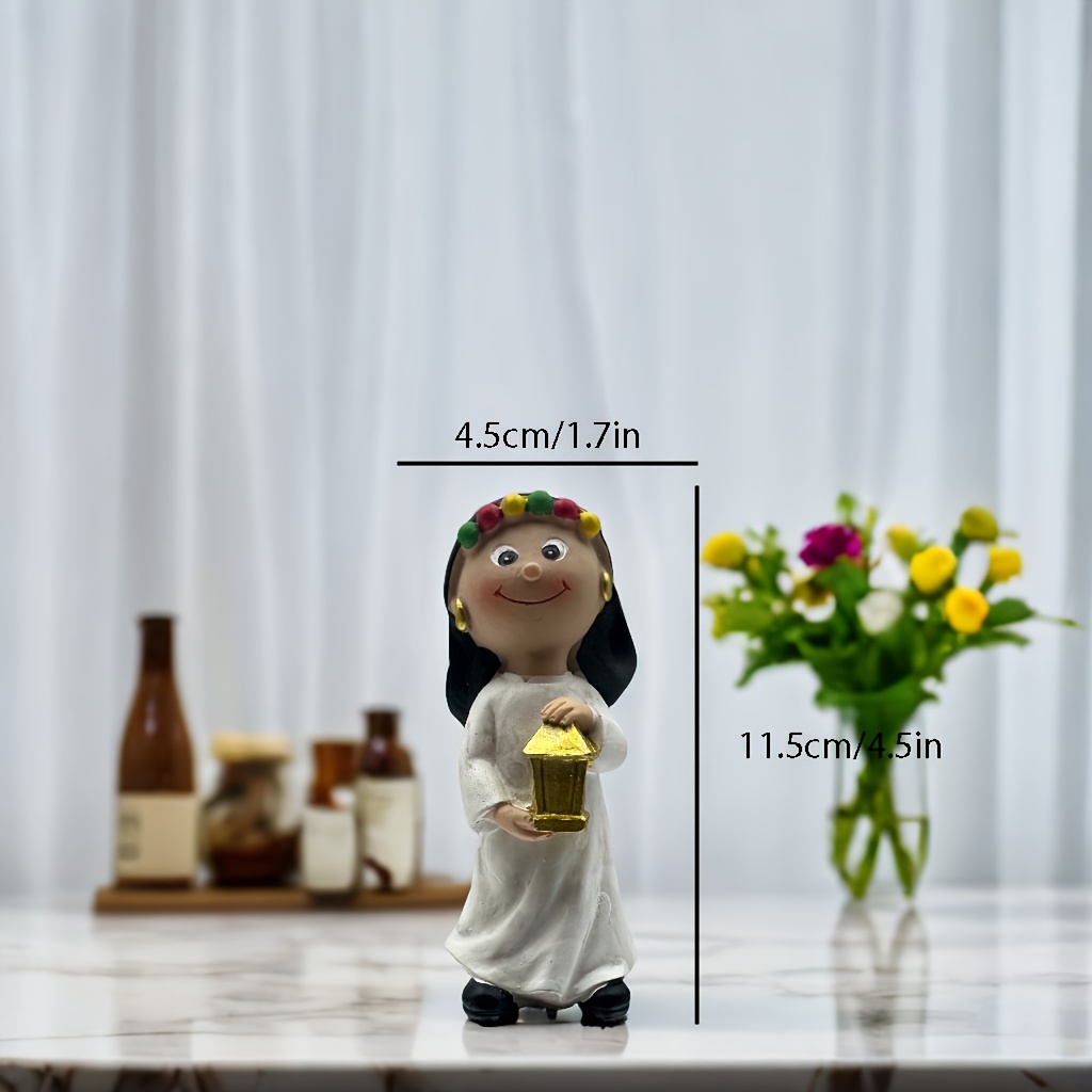 1pc ramadan statue elegant ramadan decor with floral headpieces eid al fitr decoration durable resin figurine for home office no electricity needed islamic religious gift for ramadan eid celebrations festive ornament Product details 3