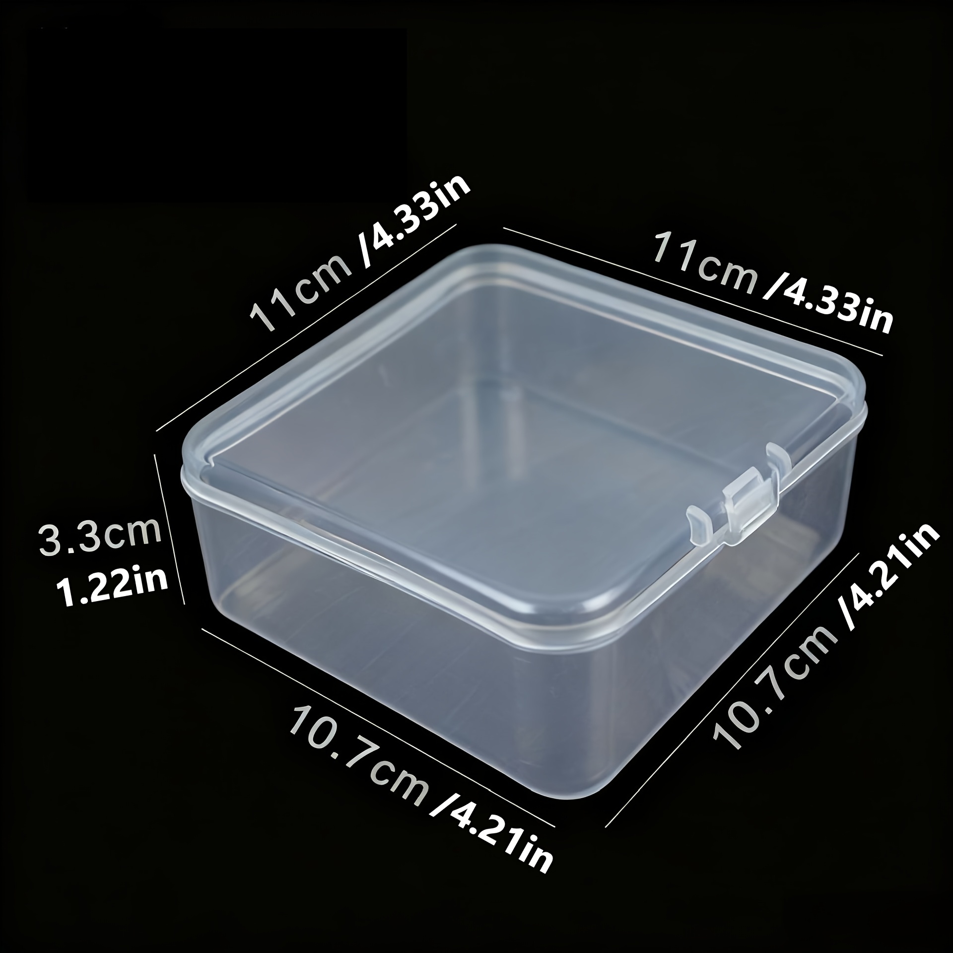 TEMU Transparent Square Plastic Storage Box With Buckle, 11×11×3.3cm, Small Clear Organizer Box, Pp Material, Storage For Jewelry Beads / Craft