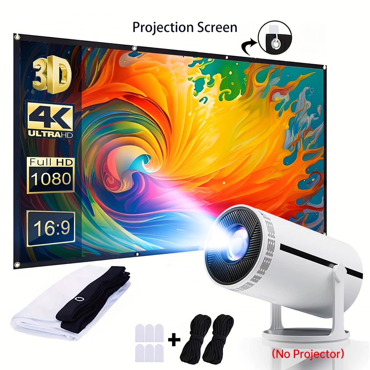TEMU 72-inch 4k Ultra Hd Projector Screen, Double-sided Video Projection Screen, 4k Ultra Hd 16:9 Wrinkle-free Portable Projection Screen - For Home