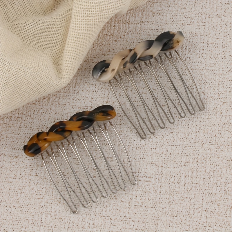 4pcs elegant acetate bow hair combs princess side hairpins bangs clips updo styling accessories for mothers   to season thanksgiving christmas new year valentines day carnival festival gifts cute hair accessories Product details 5