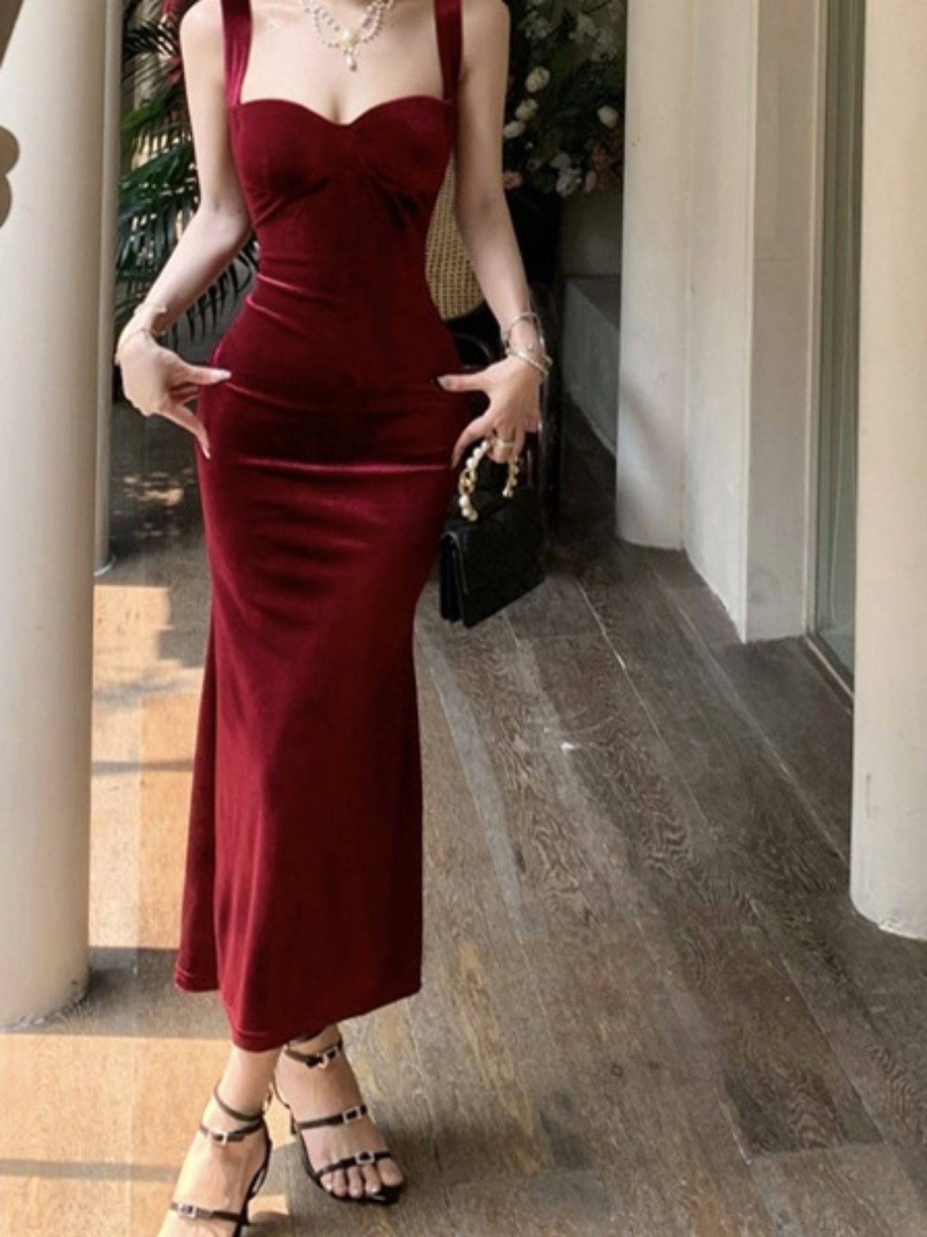 dark red dress sold on Temu United States
