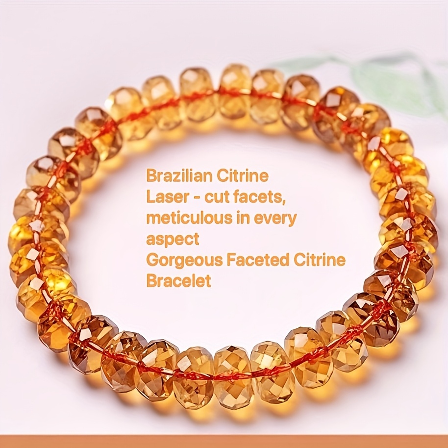 Natural Yellow Crystal Faceted Bead Bracelet, Wealth Attraction Gift