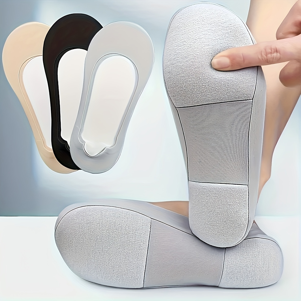 2 piezas de almohadillas   invisibles para calcetines de corte  , plantillas interiores antideslizantes y cómodas para calzado Detalles del producto 0