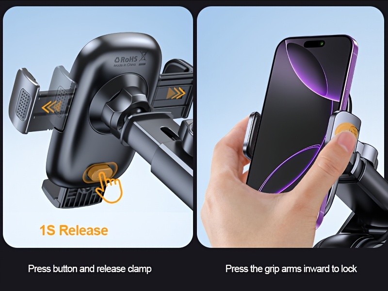 BABACOM 3-in-1 Multifunctionele Mobiele Telefoonhouder Auto Zuignap met Superieure Griptechnologie voor dashboard, luchtroosters, bureaublad, 360° Draaibaar en Eénhandige Ontgrendeling Auto Mobiele Telefoonhouder voor 10,16-17,78 cm Telefoon