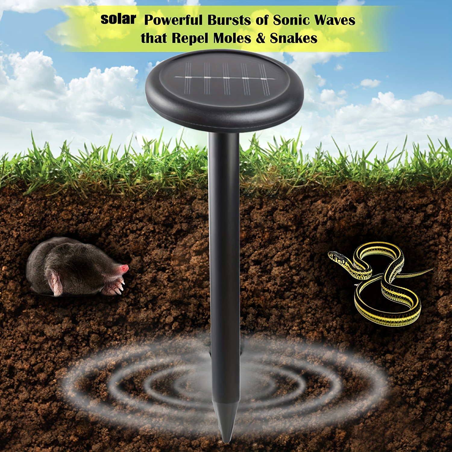 

Solar-powered Ultrasonic Pest Repeller - Drive Away Mice, Snakes & Insects From Your Garden And Lawn