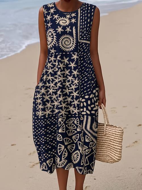 western cowboy style colorblock print maxi dress for women summer v neck sleeveless vacation dress
