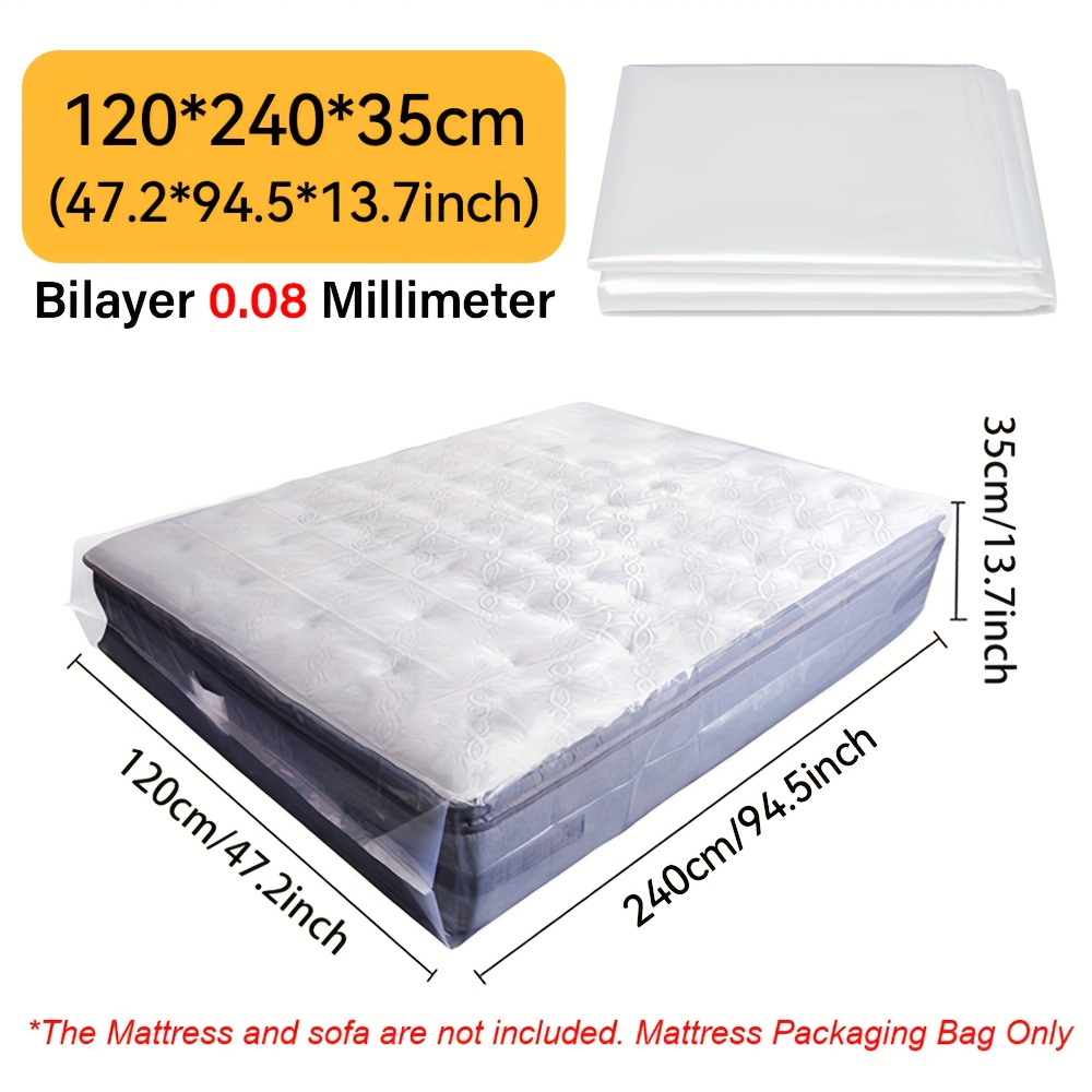 1pc Premium Mattress Protector Bag - Mattress Encasements For Moving And Storage - Super Tensile Strength, Double Layer Non-toxic, Odorless, Heavy-duty, Durable And Reusable