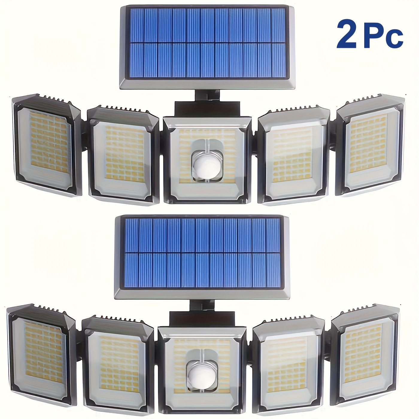 TEMU 1/2pcs Solar Outdoor Lights, Motion Sensor Lights Solar Powered Lights, 5 Heads Security Flood Lights, Wide Angle Wall Lights With 3 For Garden