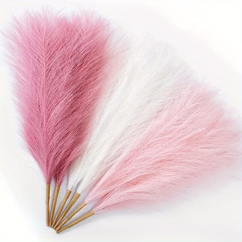 

Pampas Grass Artificial Flowers 3-pack, Fabric Reed Plants For Home Decor, Wedding And Engagement Bouquet, Valentine's Day Gift - White, & Dark Pink Combo