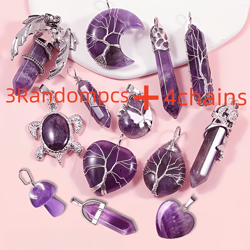 TEMU 7pcs Set Mixed Batch: 3 Random Pendants + 4 Chains. Quartz Pendant Offers A Unique . The Beautiful Is A For Daily Outfit Decoration