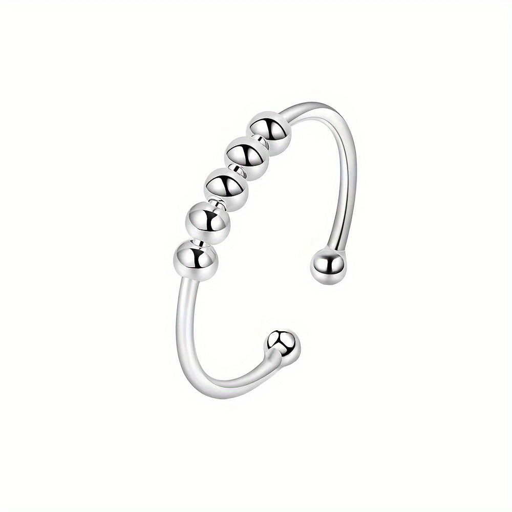 S925 Sterling Silver Adjustable Open Ring for Stress Relief