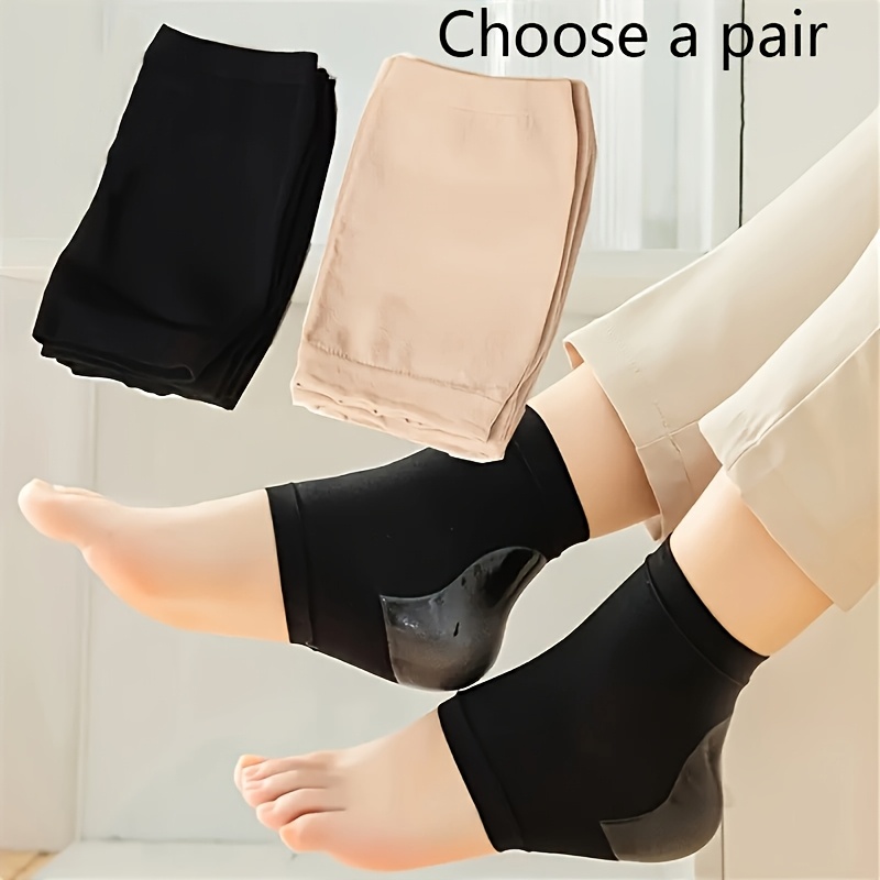 

Chaussettes à Talon Confort pour Femmes - 1 Paire, Protection Anti-Fissures, Mélange Respirant de Polyester et Spandex, Couleur Unie