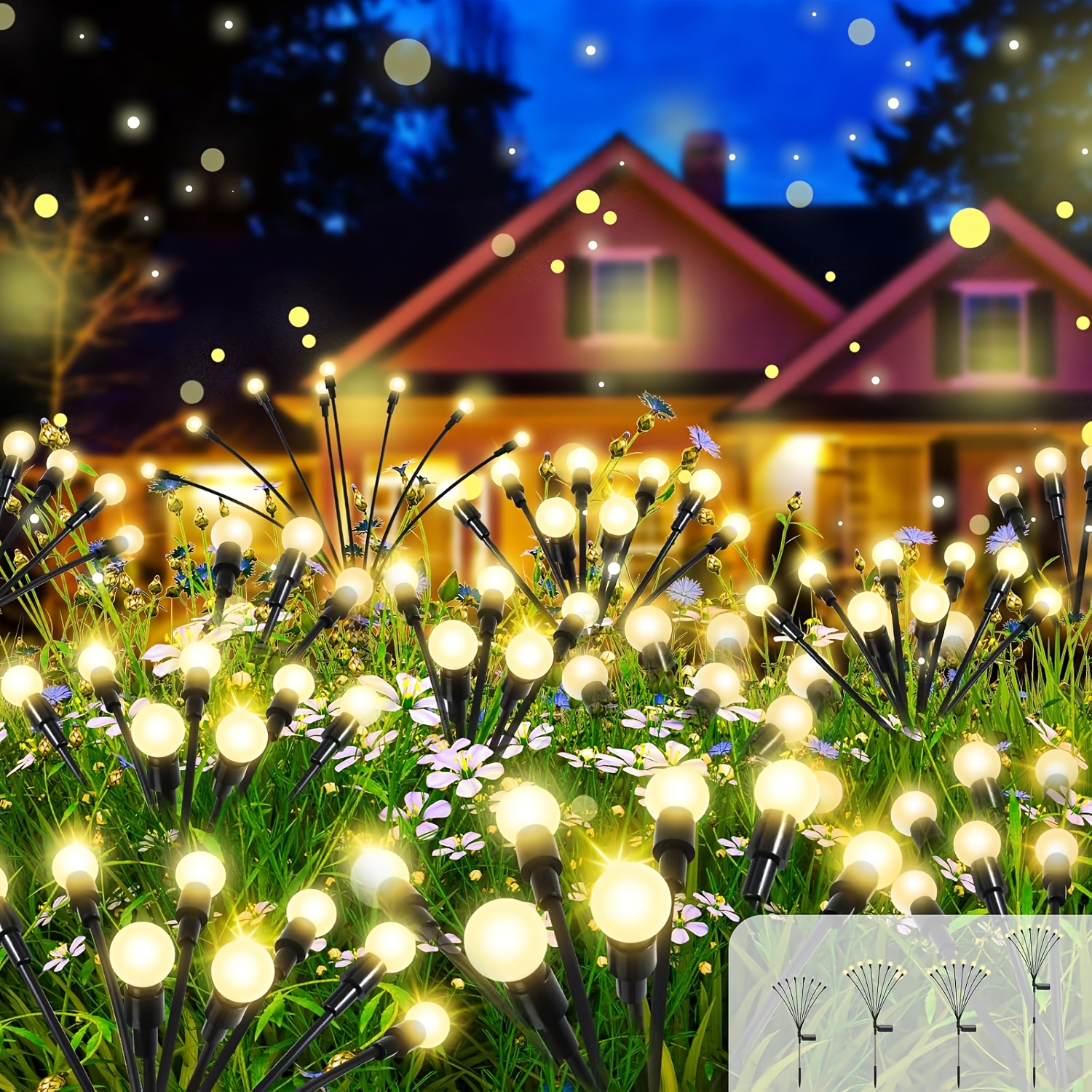 TEMU Solar Outdoor Lights 2/4/6/8-pack, Solar Lights Outdoor, Auto Dusk To Dawn Led Pathway Lights, 8 Per Bulb, Ip44, Outdoor Decor Garden Decor For