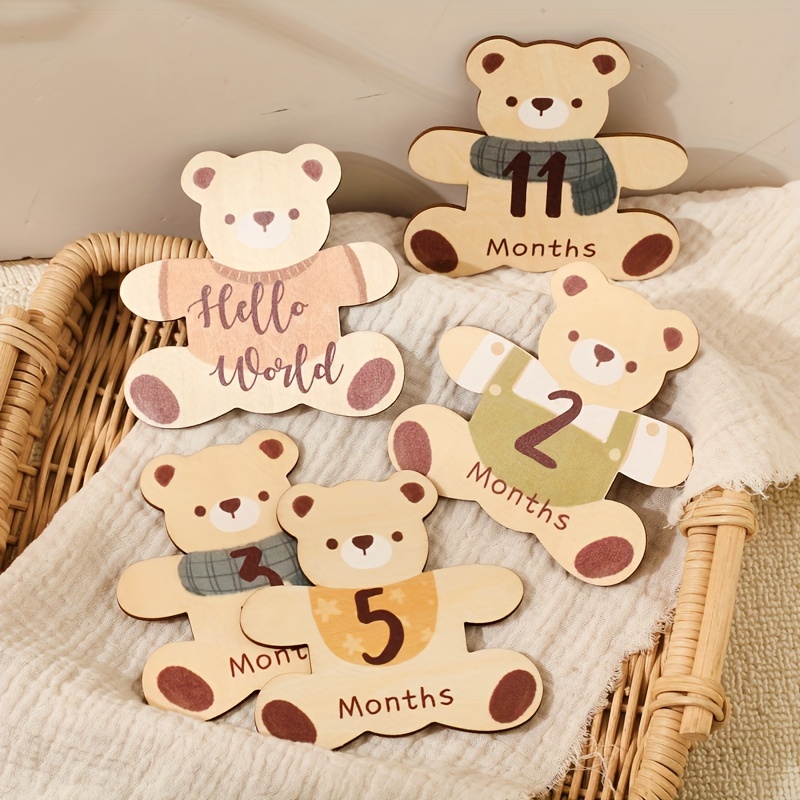 1 set first year milestone teddy bear photo props birth announcement keepsake birthday party decorations christmas halloween celebration accessories details 1