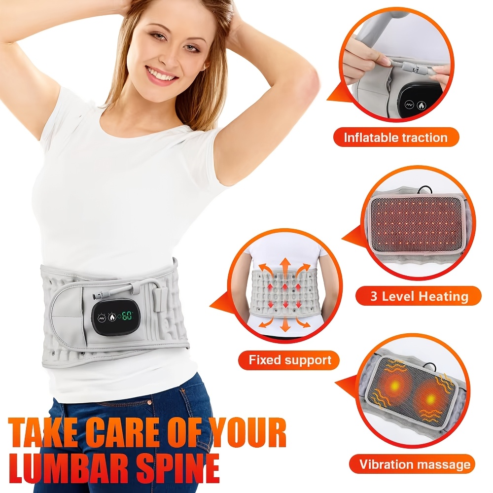 portable heating pad usb charging waist support belt with air traction wireless heating pad with vibration massage heating pad with 3 heat levels   massage   suitable for back and waist gift for mom Product details 0