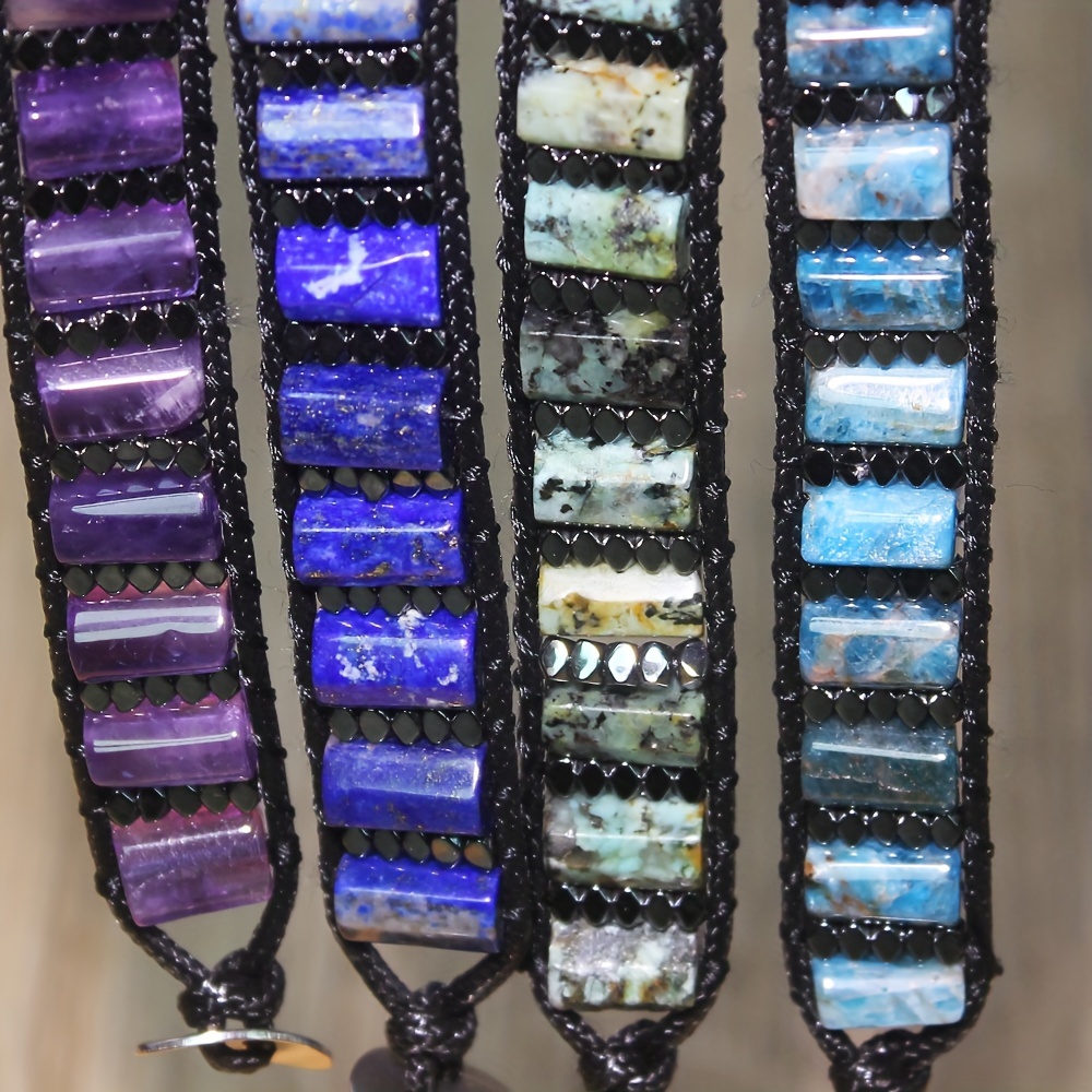 Advanced Men'S Natural Stone African Amethyst Crystal Bracelet