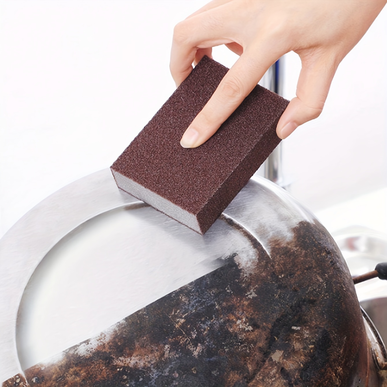 Image of Diamond Sponge Scrubber: Diamond Sponge Scrubber Magic Rust Removal Amazing Strong Stain Remover Kitchen Cleaning Dishwashing Pot Washing Tool L