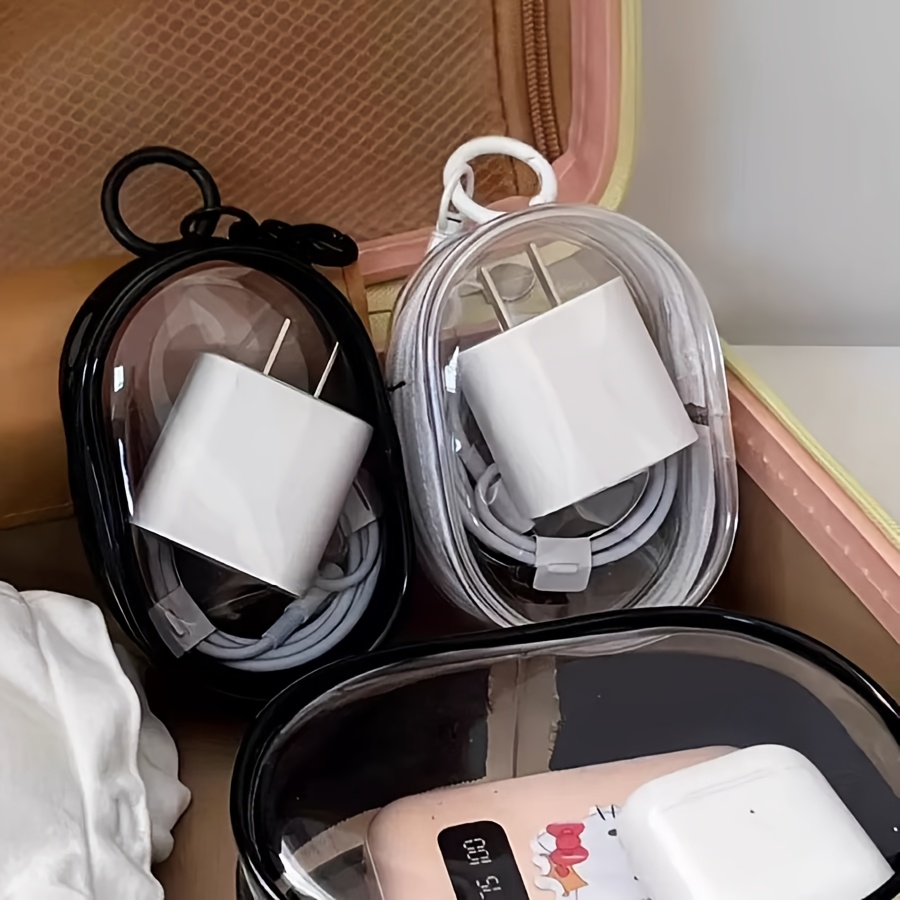 1pc mini portable transparent cable storage box multi functional storage for data cables   earphones convenient for organizing and carrying essentials   anywhere plastic   in and