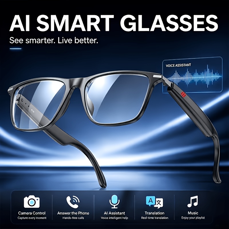 Image of Ai Smart Glasses, Smart Glasses With 100+ Languages Real Time Translation Support, System, New Multi- Glasses For Men And Women, Built-in Microphone And Speaker, Calls And Hifi Music Quality, Music