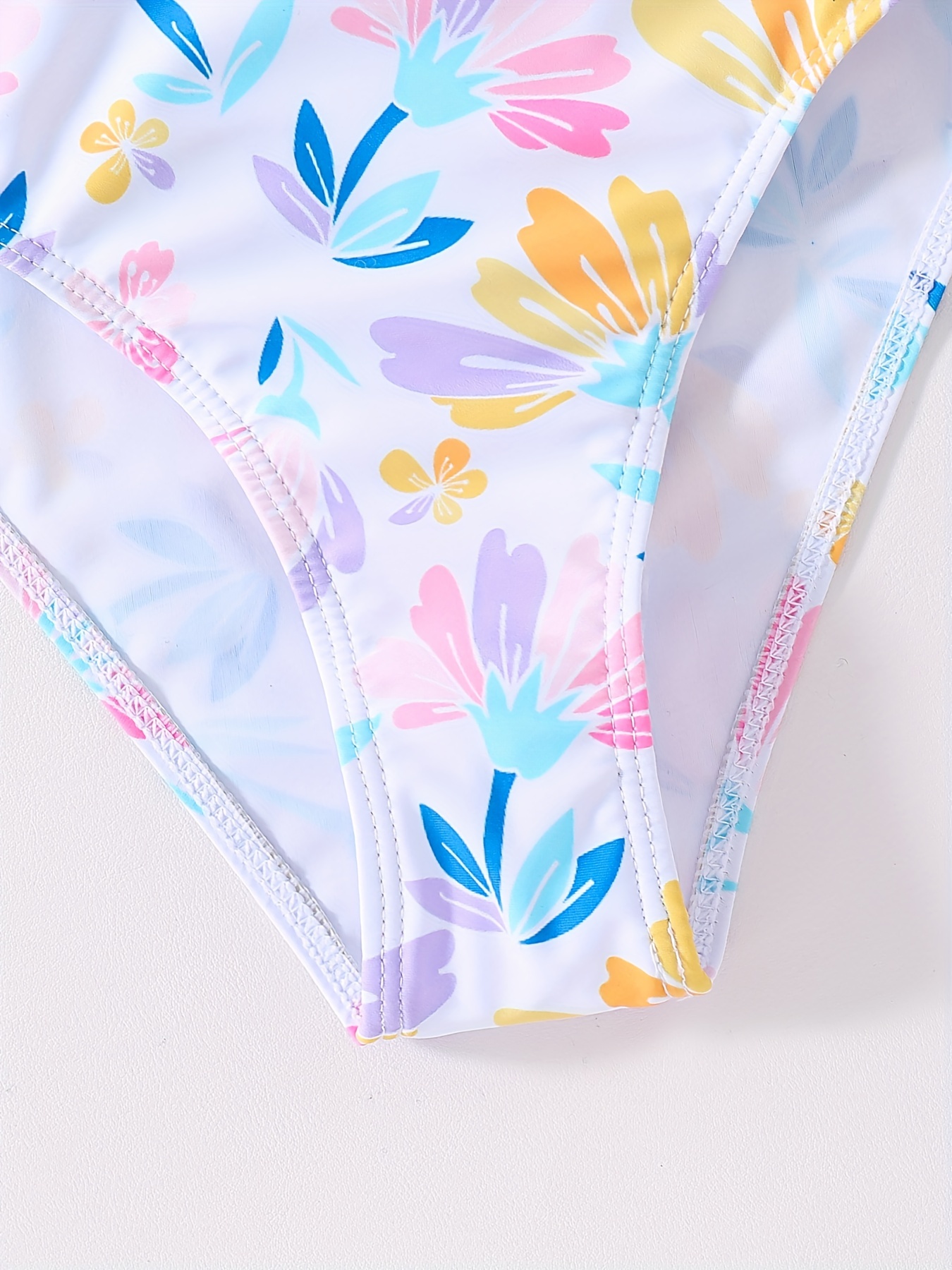 Teen Girls Cute Floral Bikini Set Cut Front Suspender Top + - Temu